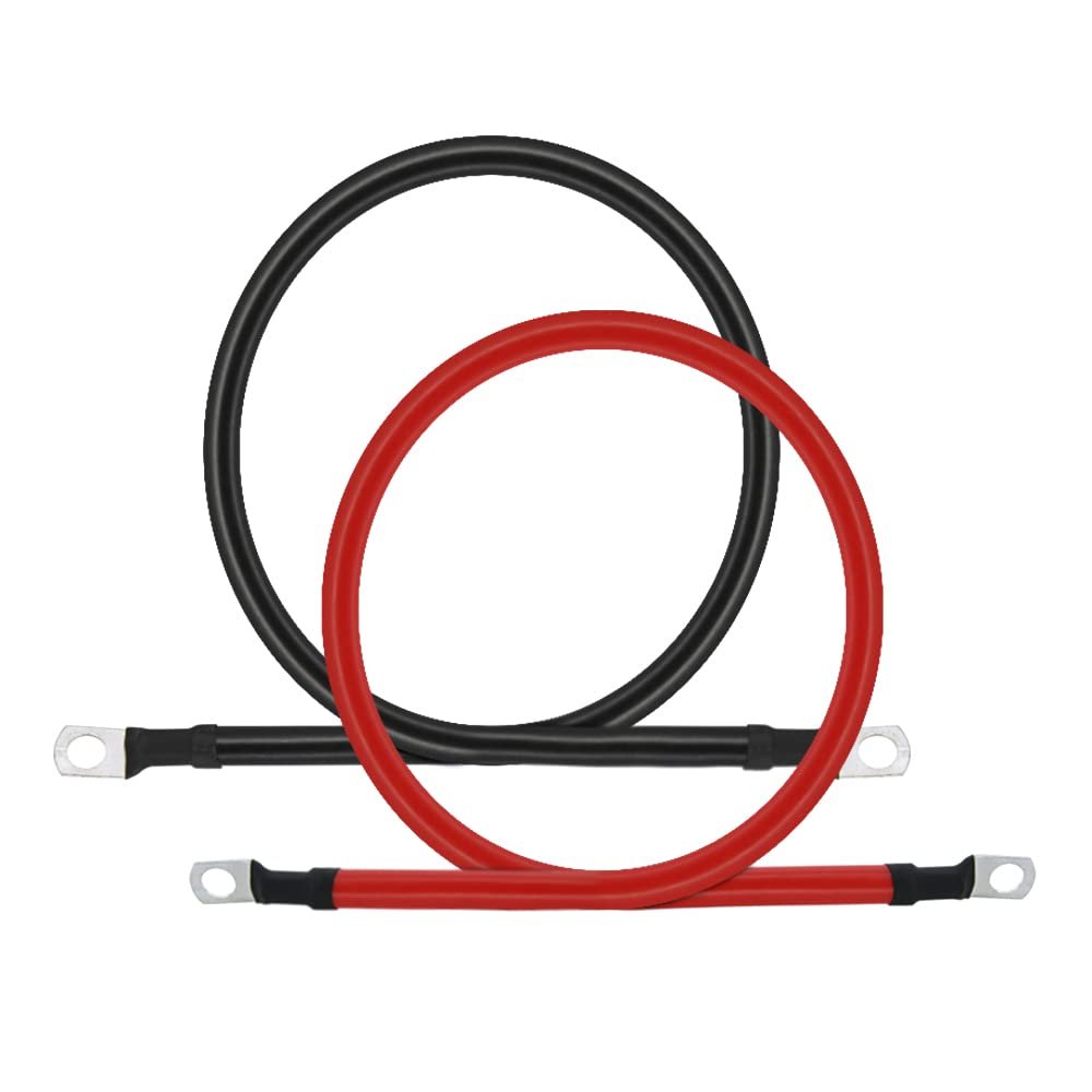 4 Awg Pure Copper Battery Inverter Cable Set 3ft Gauge Wire With 5 16 In Lugs For Automotive Solar Marine Boat Rv Car