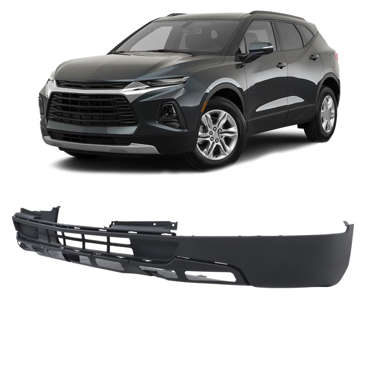 Front Lower Bumper Cover For Chevrolet Blazer Base L Lt 2019 2020 2021 2022 Primed Textured Replacement Without Engine Heater