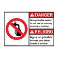 Compliancesigns Com Danger Non Potable Water Do Not Use For Drinking Washing Or Cooking Bilingual Ansi Safety Sign 10x7 In 