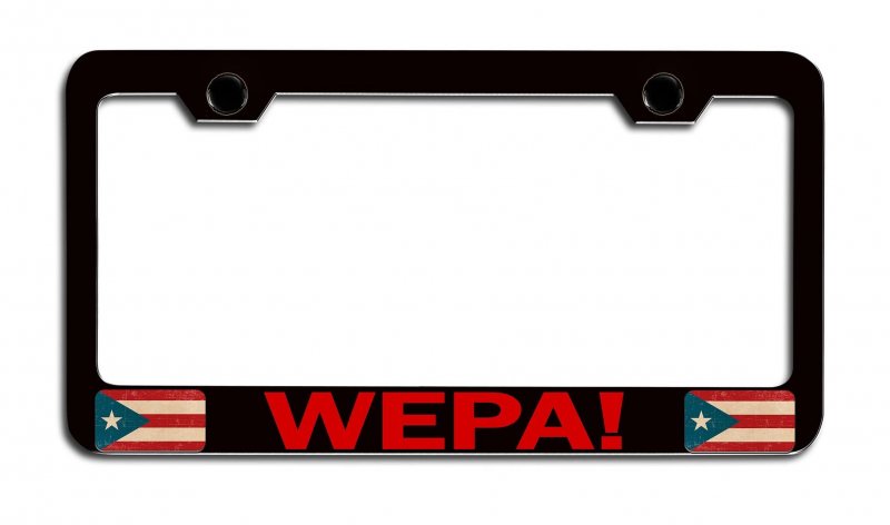 Wepa Puerto Rico Rican Black Metal License Plate Frame Tag Holder N82