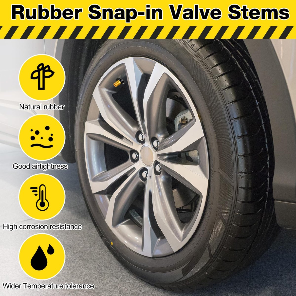 300 Pieces Tr413 Tire Valve Stems Rubber Snap In Tubeless For 0 453 Rim Holes Black Standard Length Replacement Cars And
