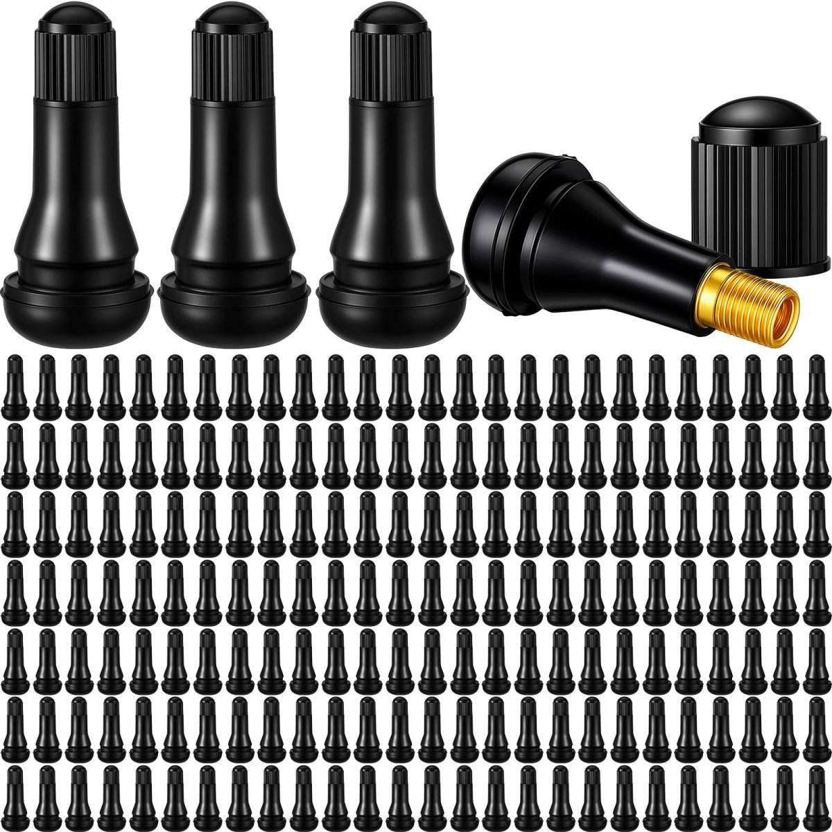 300 Pieces Tr413 Tire Valve Stems Rubber Snap In Tubeless For 0 453 Rim Holes Black Standard Length Replacement Cars And