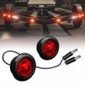 True Mods 2pc 3 4 Round Red Trailer Led Marker Light Dot Fmvss 108 Sae P2pc Semi-spherical Output Ip67 Waterproof Bullet Style 