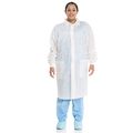 Kimberly Clark Basic Lab Coats 10123 Protective 3-layer Sms Fabric Knit Cuffs Mid-calf Length Unisex White Xl 25 Case 