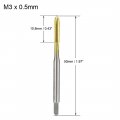 Uxcell Metric Machine Tap M3 X 0 5mm H2 Titanium Coated Ti-coated High Speed Steel 3 Straight Flutes Screw Thread Tapping