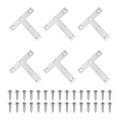6pcs T Shape Flat Bracket 3 15 X Metal Corner Right Angle Brace Mending Plate With Screws For Wood Frame Furniture Fixing 