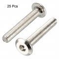 Uxcell M6x35mm Furniture Bolts Hex Socket Screws Fastener Carbon Steel 25pcs