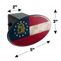 Rustic Distressed Georgia State Flag Oval Tow Trailer Hitch Cover Plug Insert