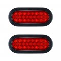 10x 6 Inch 24-led Oblong Oval Red Stop Turn Brake Lamps Sealed Tail Lights W Black Grommet Wiring Plug Compatible With Car