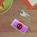 Graphics More Rectangle Seductive Luscious Open Mouth Lips Keychain In Chrome Plated Metal