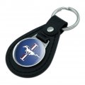 Graphics More Black Leather Ford Mustang Logo Keychain