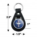 Graphics More Black Leather Ford Mustang Logo Keychain