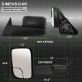 Acanii Telescoping Towing Flip Up Manual Non Heat Driver Side Mirror For 94-01 Dodge Ram 1500 94-02 2500 3500 Left