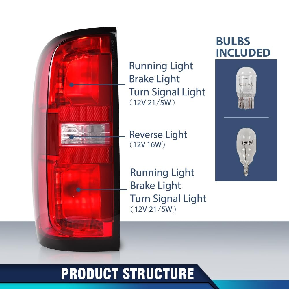 Tail Light With Bulbs Left Driver Side For Chevy Colorado 2015 2022 Fits Crew Cab And Extended Red Rear Lamp Assembly Gm2800270