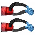 Combo 2x Blue 22 1 2 Synthetic Rope Towing Soft Shackle Red Aluminum Winch Hook Mounting Assembly
