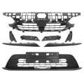 Upper Lower Grille For 2022 2023 Honda Civic Front Bumper Grill W Eyelid Molding Trim Set And License Plate Black Plastic Abs 