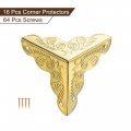 Uxcell 25x25x25mm Metal Box Corner Protectors Edge Guard Iron Gold Tone 16pcs