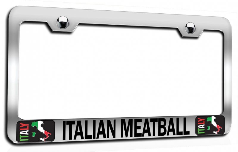 Italian Meatball Italy Chrome Metal License Plate Frame Tag Holder W8