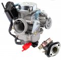 Carburetor And Intake Manifold For Gy6 125cc 150cc Qmj152 Qmi157 Scooter Moped Go Kart Atv 24mm Universal Fit Kazuma Baja Kymco