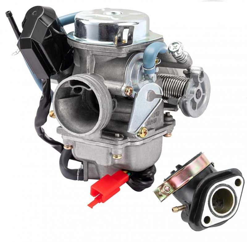 Carburetor And Intake Manifold For Gy6 125cc 150cc Qmj152 Qmi157 Scooter Moped Go Kart Atv 24mm Universal Fit Kazuma Baja Kymco