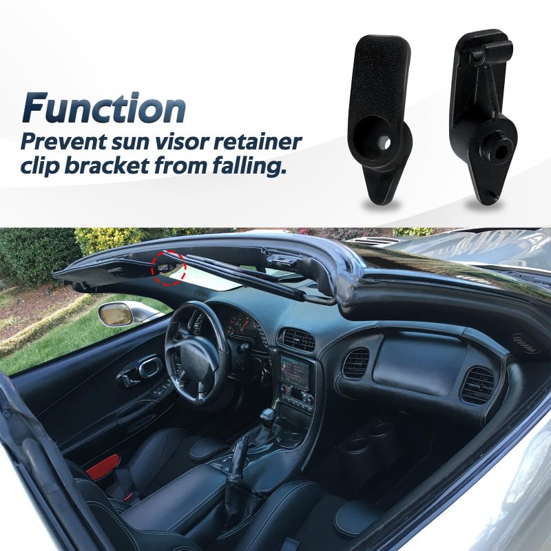 Fusch 2pcs Sun Visor Shade Retainer Clip Brackets Clips For Corvette C5 1997-2004 Replace 10411051