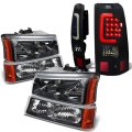 Auto Dynasty For Chevy Silverado 1st Gen 4-piece Pair Of Black Amber Corner Headlight Smoked Lens 3d Led Tail Light 