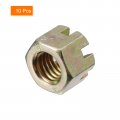 Uxcell 10pcs M10x1 5mm Hexagon Slotted Nut Grade 8 Carbon Steel Hex Castle Nuts Color Zinc