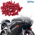 Uxcell 50pcs Red M6 X 1 0 Aluminum Alloy Motorcycle Car Hexagon Socket Fastener Bolts Screws Universal Replacement