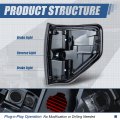 Factory Style Rear Tail Light Brake Lamp Compatible With Ford F-150 Fleetside Bed 2009-2014 Driver Left Side Black Housing Red