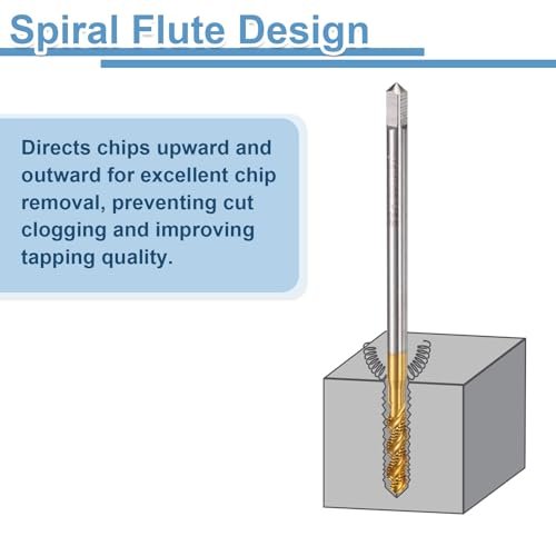 2pcs Spiral Flute Thread Taps 2-56 Unc 2b Machine Threading Tap Bit Titanium Coated Screw Tapping Repair Tool M2 High-speed