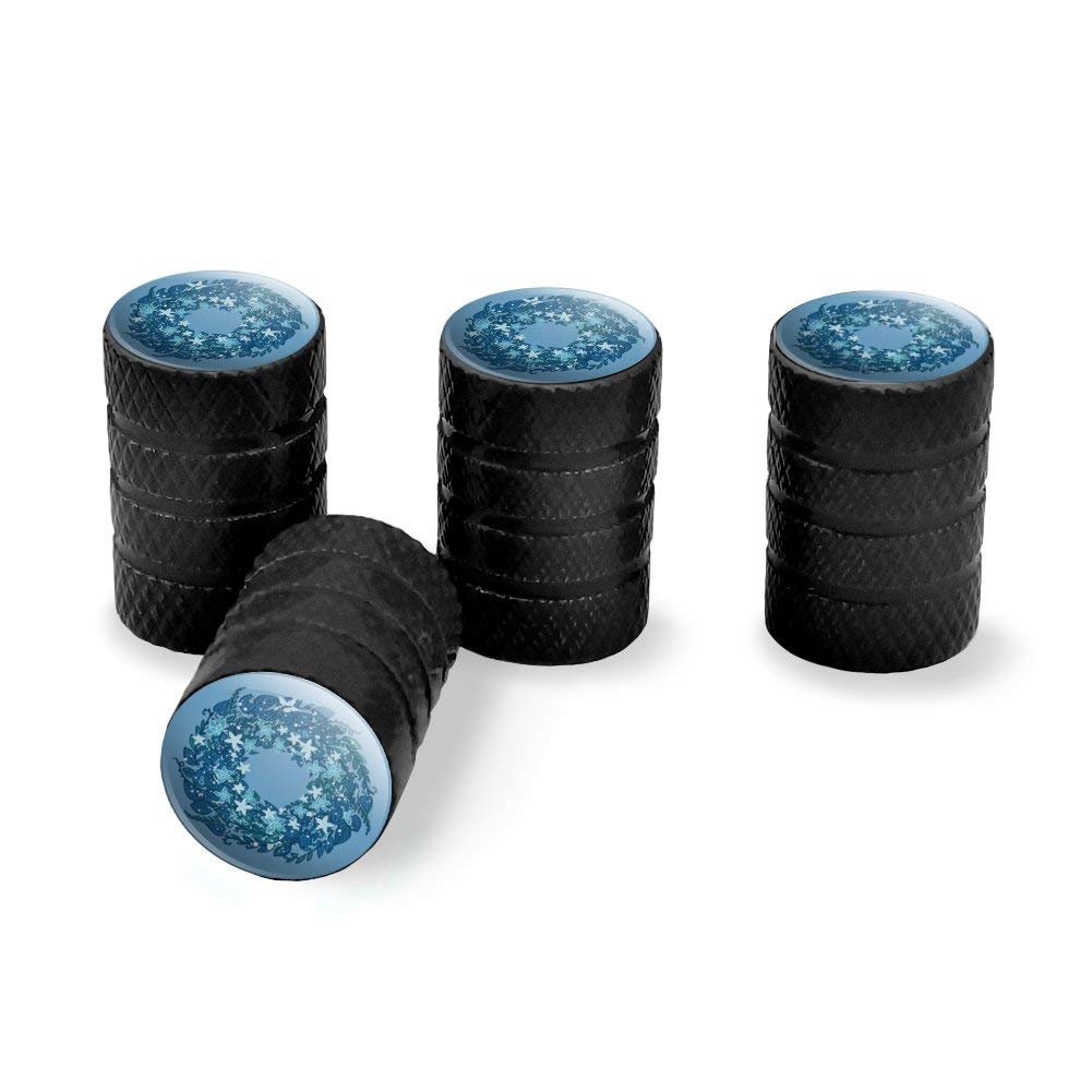 Graphics More Winter Wreath Flowers Blue Tire Rim Wheel Aluminum Valve Stem Caps