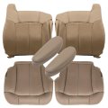 Driver Passenger Side Bottom Top Lean Back Armrests Leather Seat Covers Med Tan For Chevy Silverado 1500 2500 1999 2000 2001 
