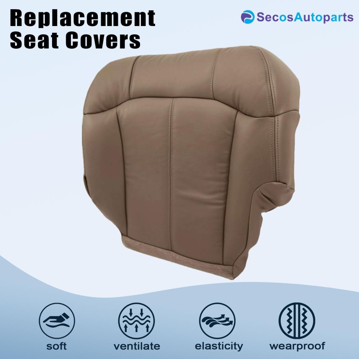 Driver Passenger Side Bottom Top Lean Back Armrests Leather Seat Covers Med Tan For Chevy Silverado 1500 2500 1999 2000 2001
