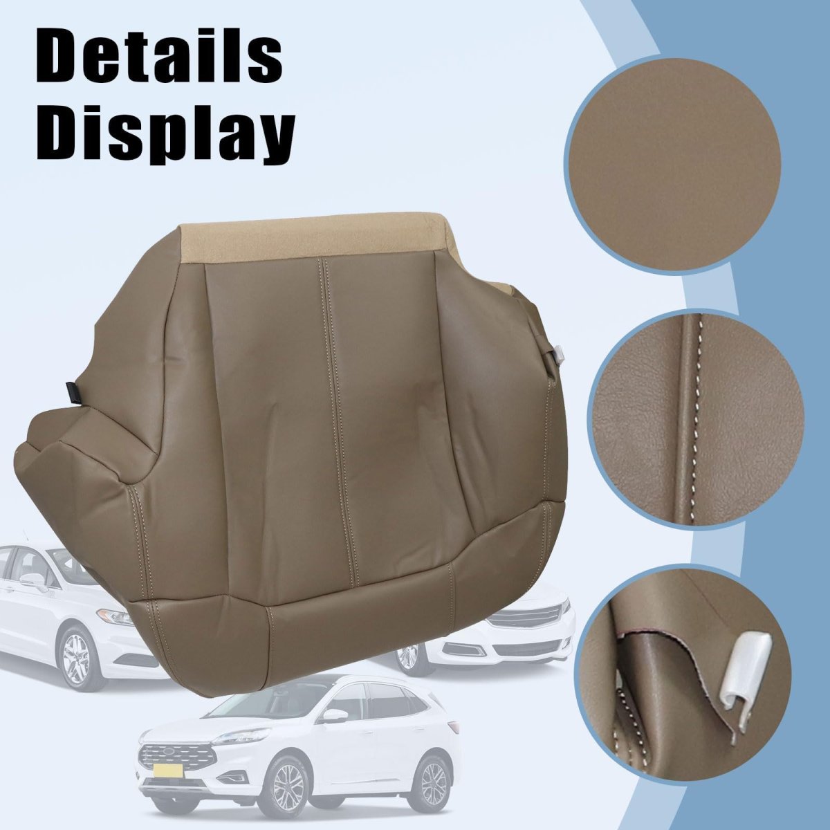 Driver Passenger Side Bottom Top Lean Back Armrests Leather Seat Covers Med Tan For Chevy Silverado 1500 2500 1999 2000 2001