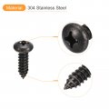 Uxcell 12 X 3 4 Phillips Pan Head Self-tapping Screw 50pcs 304 Stainless Steel Round Wood Full Thread Black
