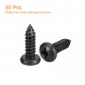 Uxcell 12 X 3 4 Phillips Pan Head Self-tapping Screw 50pcs 304 Stainless Steel Round Wood Full Thread Black