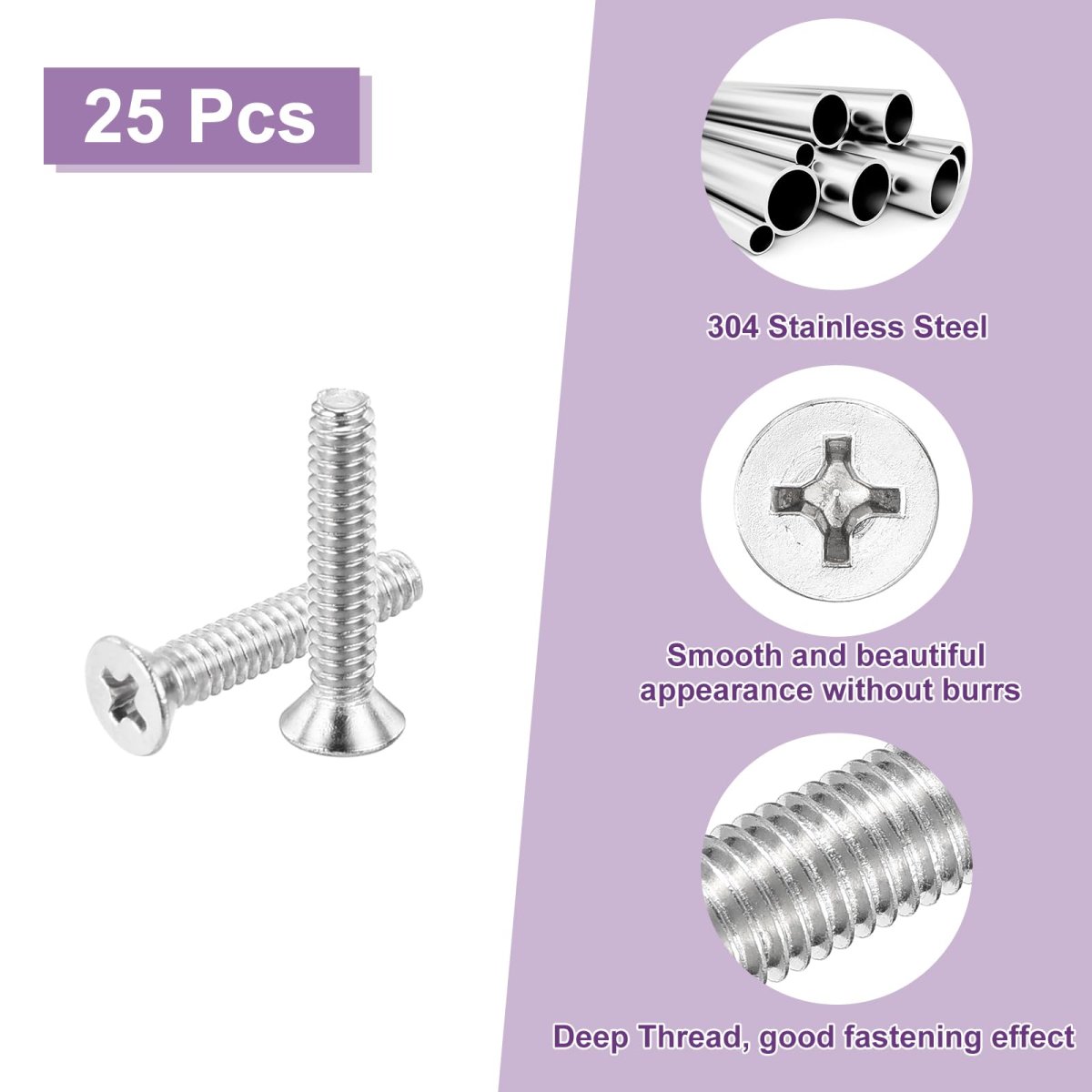 25 Pcs 4-40x1 2 In Machine Screws Phillips Pan Cross Head Fastener Bolts 304 Stainless Steel Silver For Wall Socket And House