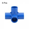 Uxcell 4-way Elbow Pvc Pipe Fitting Furniture Grade 20mm Size Tee Corner Fittings Blue 5pcs