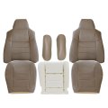 Driver And Passenger Perforated Leather Seat Covers Tan With Foam Cushion Armrest For Ford F250 F350 F450 F550 Lariat 2002 To 