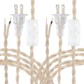8ft 18 2 Twisted Cloth Covered Lamp Cord Pcs Vintage Fabric Electrical Wire With Switch Button And Plug Stripped Ends Ready For 