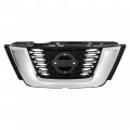 Hecasa Front Upper Lower Grille Fog Light Kit Compatible With 2017-2019 Nissan Rogue Bumper Radiator Hood Grill Assembly