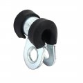 Uxcell 6mm Dia Rubber Lined R Shaped Zinc Plated Pipe Clip Cable Clamp 20pcs