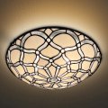Artzone Tiffany Ceiling Lights Stained Glass 3-lights 16 Inch Flush Mount Light For Bedroom Dining Living Room Entryway Foyer 