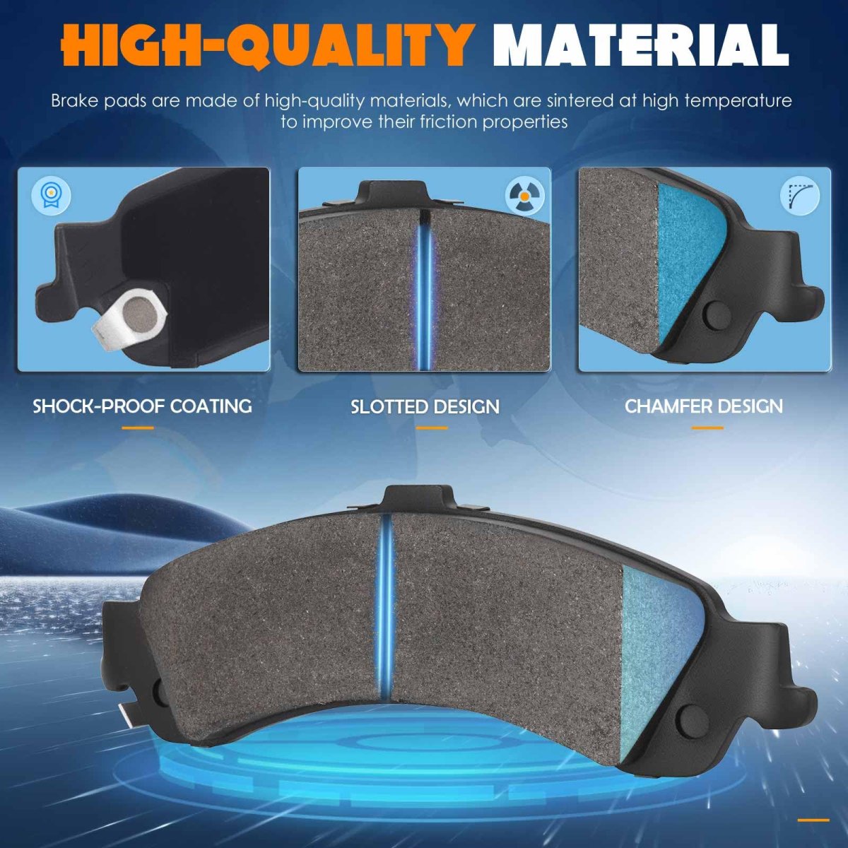 Rear Semi-metallic Brake Pads Fit For Silverado 1500 Gmc Sierra 2001-2006 Cadillac Escalade Avalanche 2002-2006 -4pcs