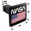 Nasa Official Worm Logo United States Usa Flag Tow Trailer Hitch Cover Plug Insert