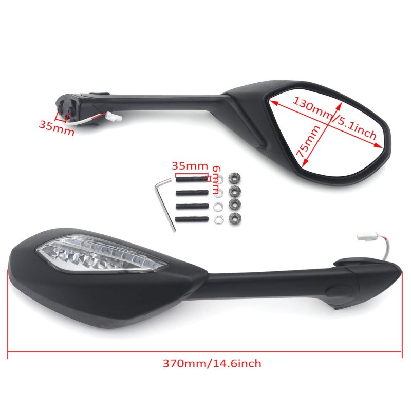 Motorcycle Led Turn Signal Rear View Mirrors Black For Superbike 899 Panigale 14-15 And 1199 12-15 Hkmt252-048-bk