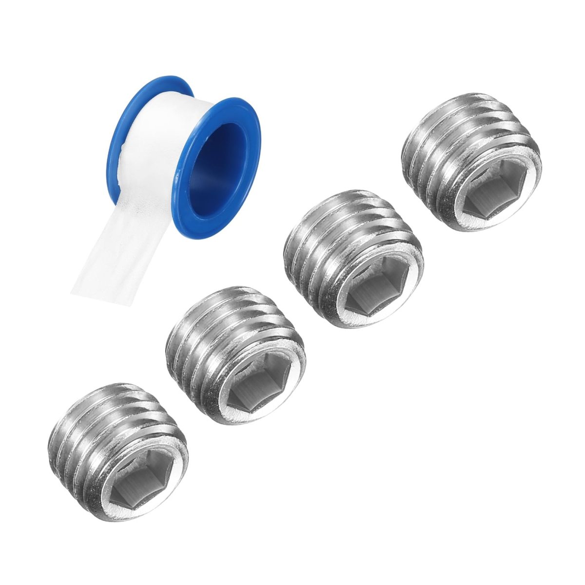 4pcs M8x1x8 304 Stainless Steel Pipe Plug Fitting Male Thread Internal Hex Socket Cap Countersunk For Sealing Port Pneumatic