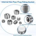 4pcs M8x1x8 304 Stainless Steel Pipe Plug Fitting Male Thread Internal Hex Socket Cap Countersunk For Sealing Port Pneumatic