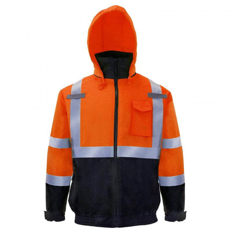 Jorestech Safety Bomber Jacket Waterproof Reflective High Visibility Orange Ansi Class 3 Level 2 Type R Jk-01 L