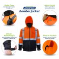 Jorestech Safety Bomber Jacket Waterproof Reflective High Visibility Orange Ansi Class 3 Level 2 Type R Jk-01 L